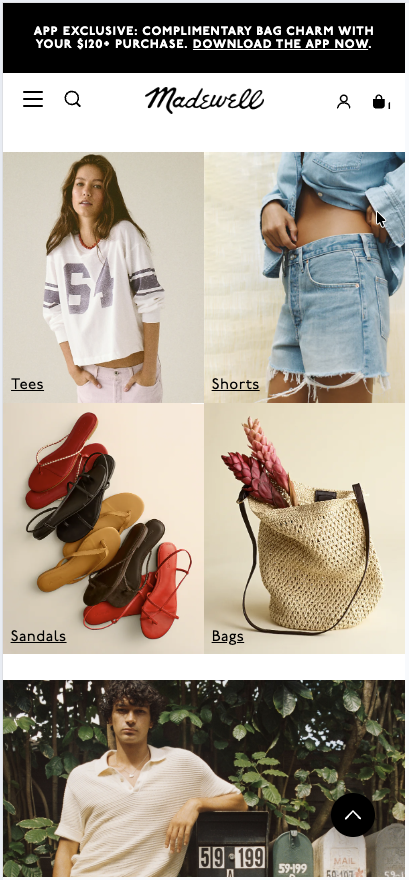 Madewell shop by category mobile grid