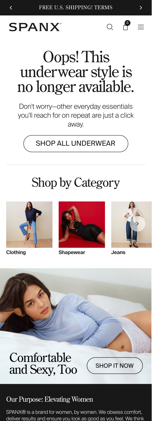 Underwear 404 page